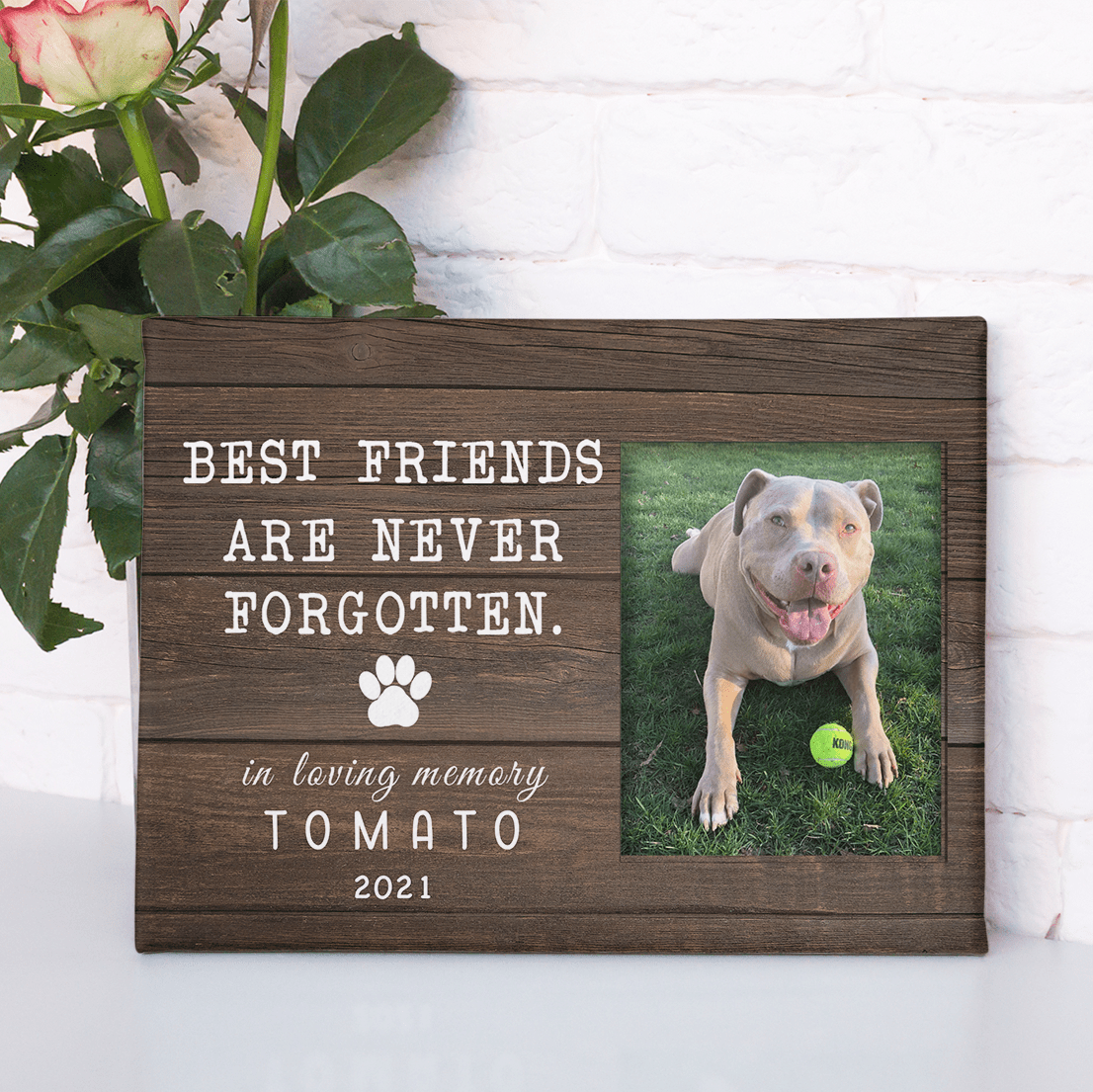 GeckoCustom Personalized Custom Dog Print Canvas, Best Friends Are Never Forgotten Canvas, Dog Lover Gift 24"x16"