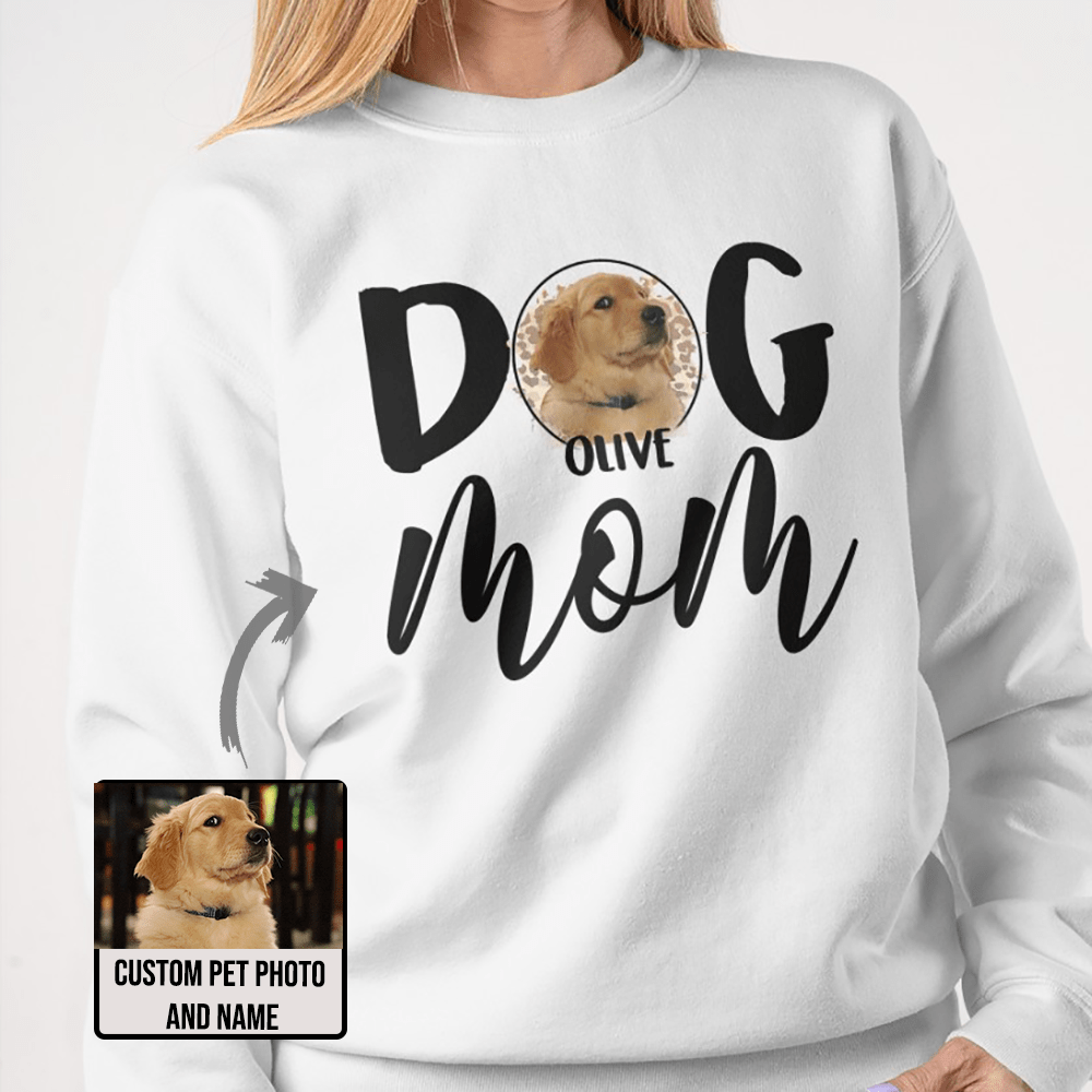 Mother's Day Gift 2023, Custom Photo Shirt - Happy Mother's Day Dog Mom, Gift for Dog Mom, PersonalFury, Pullover Hoodie / Ash / 4XL