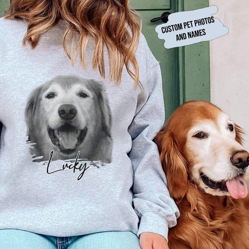 GeckoCustom Personalized Custom Dog Shirt, Custom Pet Portrait Shirt, Gift For Dog Lover Sweatshirt / S White / S