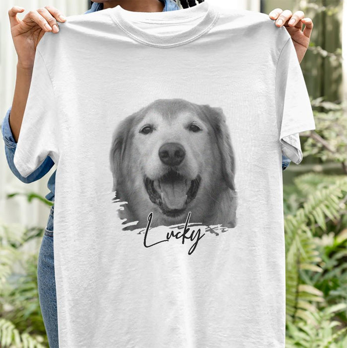 GeckoCustom Personalized Custom Dog Shirt, Custom Pet Portrait Shirt, Gift For Dog Lover Unisex T Shirt / White / S