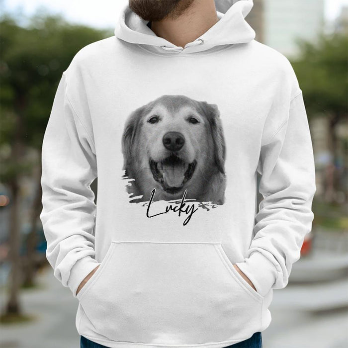 GeckoCustom Personalized Custom Dog Shirt, Custom Pet Portrait Shirt, Gift For Dog Lover Pullover Hoodie / White Colour / S