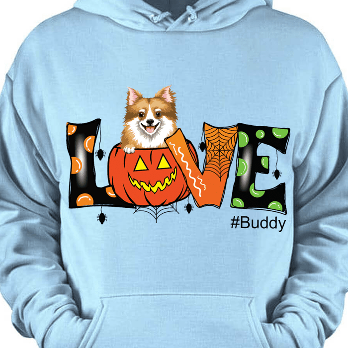 GeckoCustom Personalized Custom Dog Shirt, Gift For Dog Lover, Love Halloween Dog Pullover Hoodie / Sport Grey Colour / S