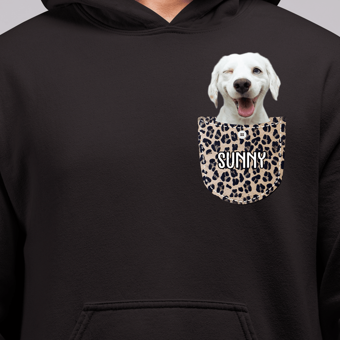GeckoCustom Personalized Custom Dog Shirt, Gift For Dog Lover, Pet Pocket Dark Shirt Pullover Hoodie / Black Colour / S
