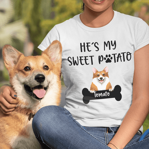 GeckoCustom Personalized Custom Dog Shirt, He Is My Sweet Potato, Gift For Dog Lover
