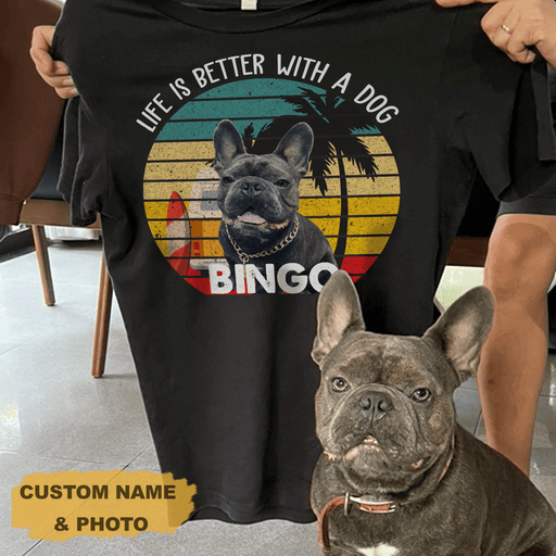 GeckoCustom Personalized Custom Dog Shirt, Vintage Retro Photo Custom, Life Is Better With A Dog, Gift For Dog Lover