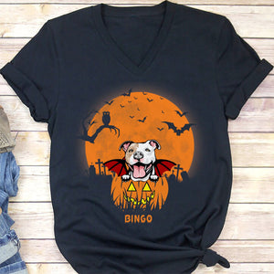 GeckoCustom Personalized Custom Frontside Shirt, Halloween Ideas, Gift For Dog Lovers C459 Women V-neck / V Black / S