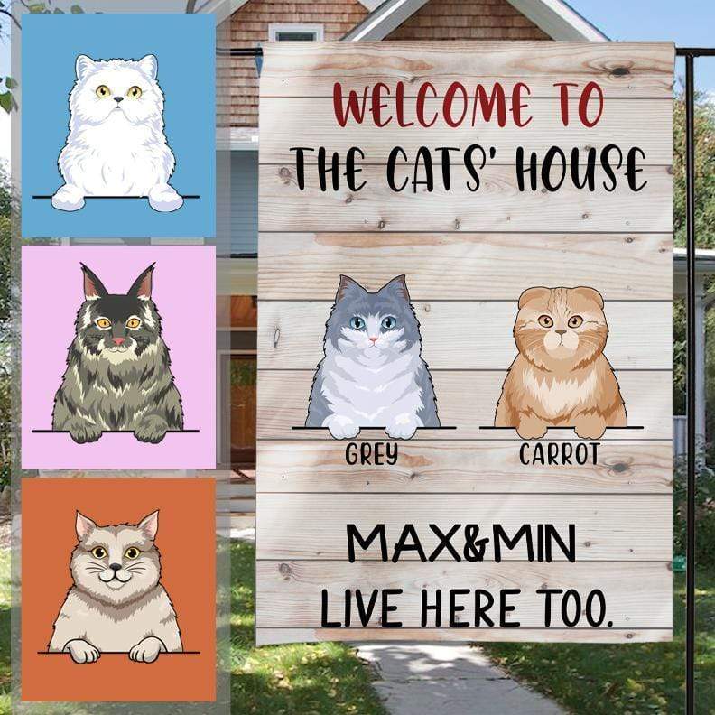 GeckoCustom Welcome To The Cat's House Cat Garden Flag 12"x18"