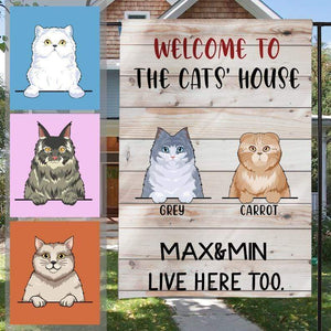 GeckoCustom Personalized Custom Garden Flag, Cat Lover Gift, Welcome To The Cat's House 12"x18"