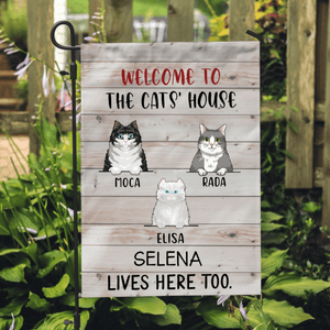 GeckoCustom Personalized Custom Garden Flag, Cat Lover Gift, Welcome To The Cat's House 12"x18"