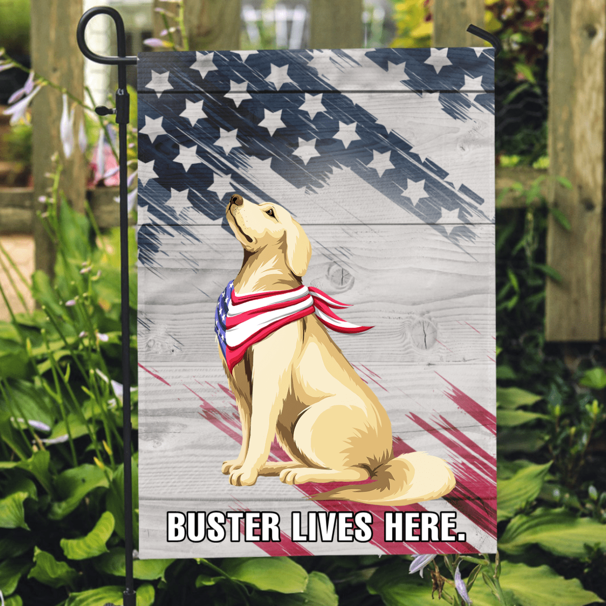 GeckoCustom America Dog With Bright Background Dog Garden Flag 12"x18"