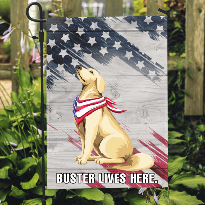 GeckoCustom Personalized Custom Garden Flag, Dog Lover Gift, America Dog With Bright Background 12"x18"