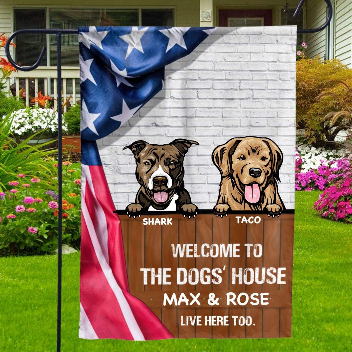 GeckoCustom Welcome Dog House Dog Garden Flag 12"x18"