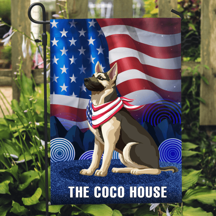 GeckoCustom Personalized Custom Garden Flag, Dog Lover Gift, Valiant Dog Standing 12"x18"