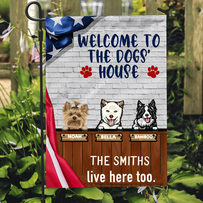 GeckoCustom Personalized Custom Garden Flag, Dog Lover Gift, Welcome To The Dogs House 12"x18"