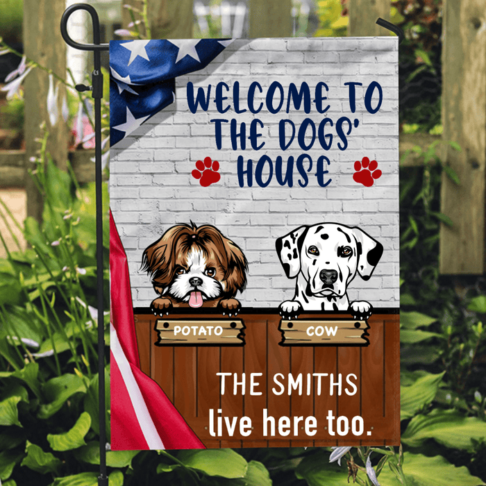 GeckoCustom Personalized Custom Garden Flag, Dog Lover Gift, Welcome To The Dogs House 12"x18"