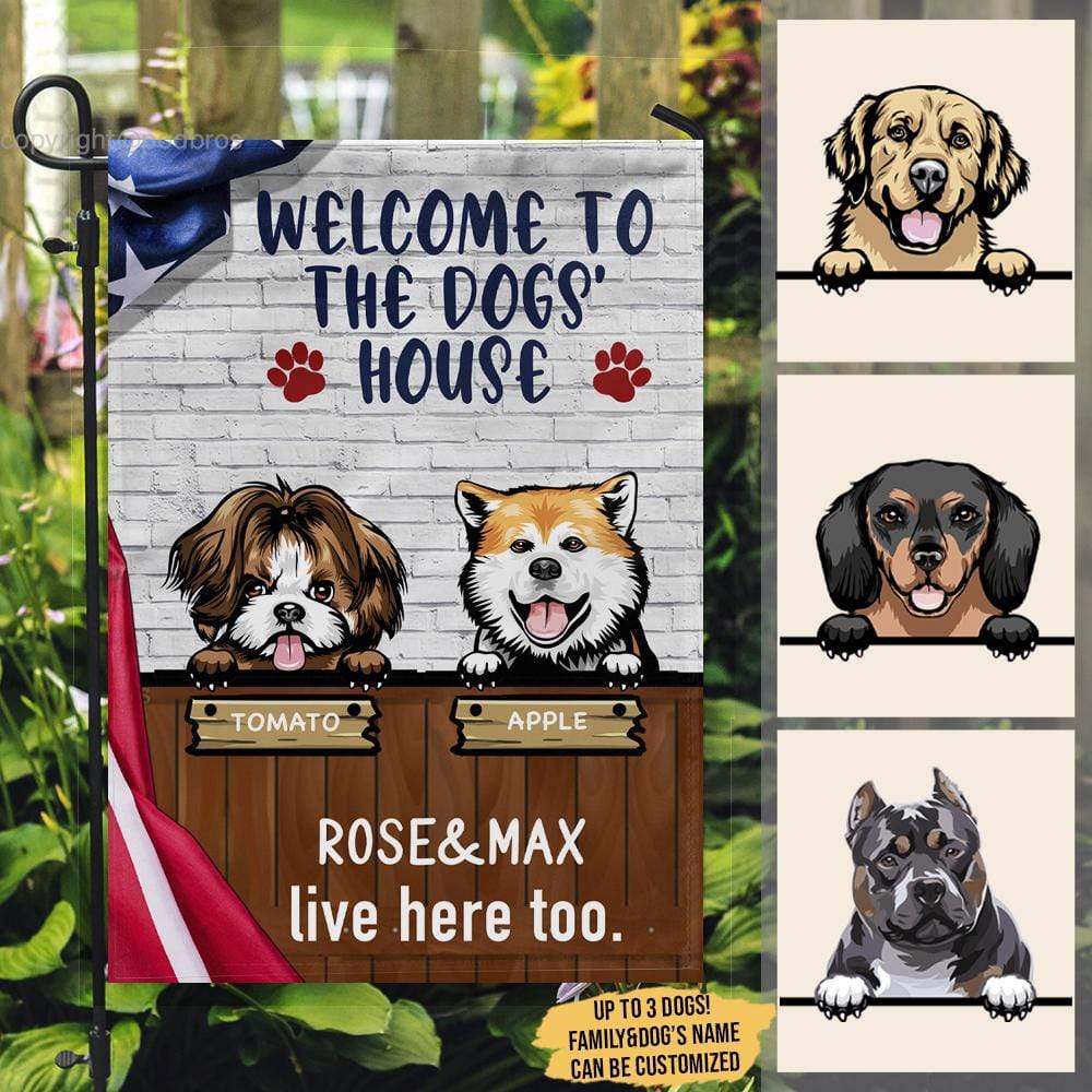 GeckoCustom Welcome To The Dogs House Dog Garden Flag 12"x18"