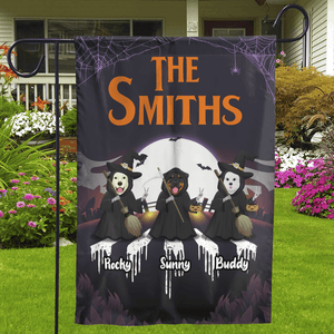 GeckoCustom Personalized Custom Halloween Garden Flag, The Witches, Dog Lover Gift 12"x18"