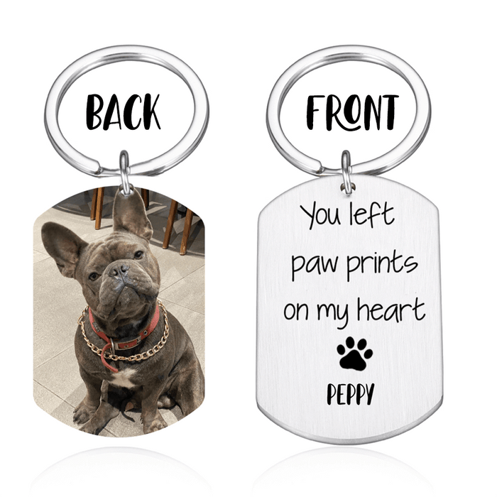 GeckoCustom Personalized Custom Keychain, Dog Lover Gift, You Left Paw Prints On My Heart