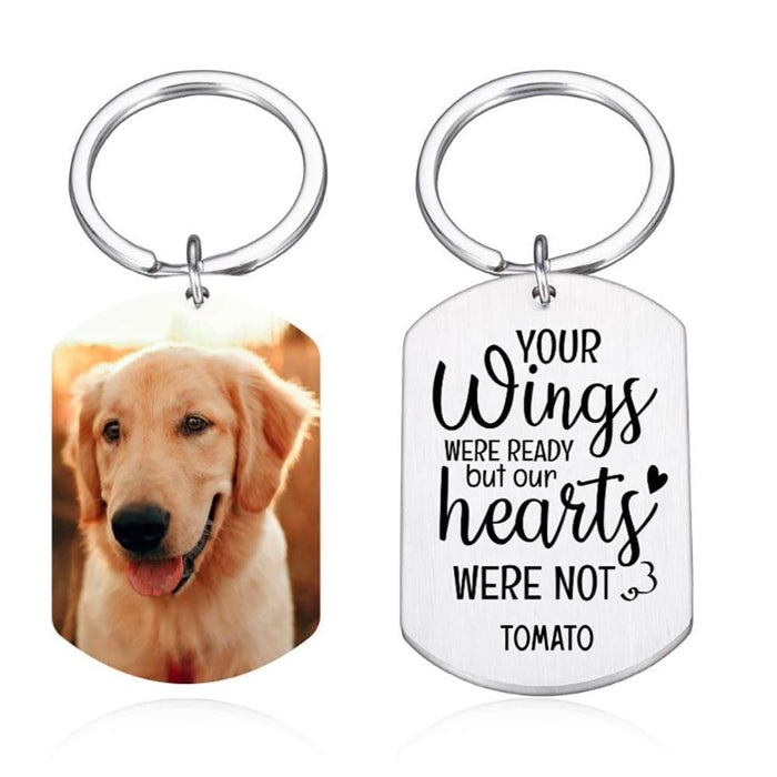 GeckoCustom Personalized Custom Keychain, Dog Lover Gift, Your Wings Were Ready But Our Hearts Were Not No Gift Box