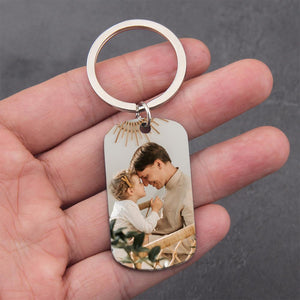 GeckoCustom Personalized Custom Keychain, Gift For Dad, Daddy A Son's First Hero A Daughter's First Love