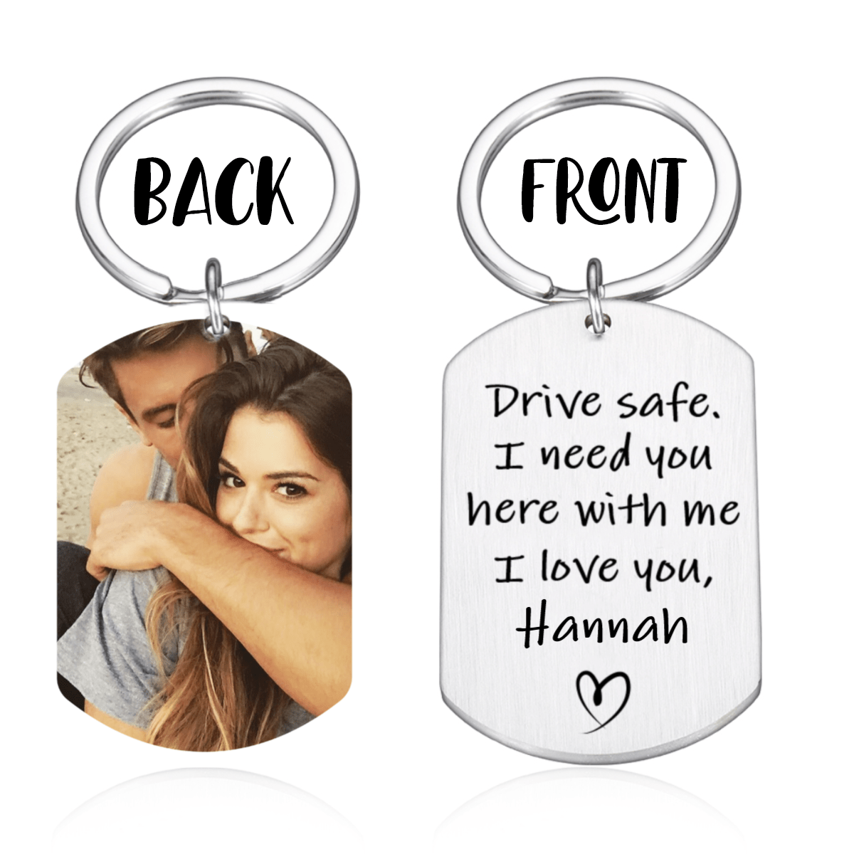 Personalized Double Sided Custom Keychain, Personalized Engraving Phone Number Name Address Anti-lost Keychain, Custom Drive Safe Car Key Chain Gift