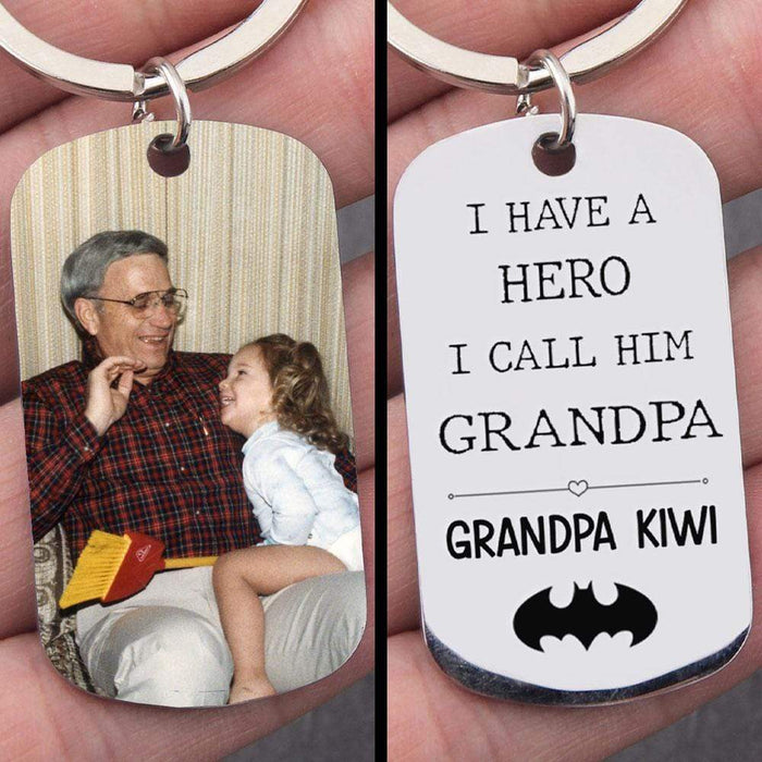 GeckoCustom Personalized Custom Keychain, Gift For Dad, I Have A Hero I Call Him Dad