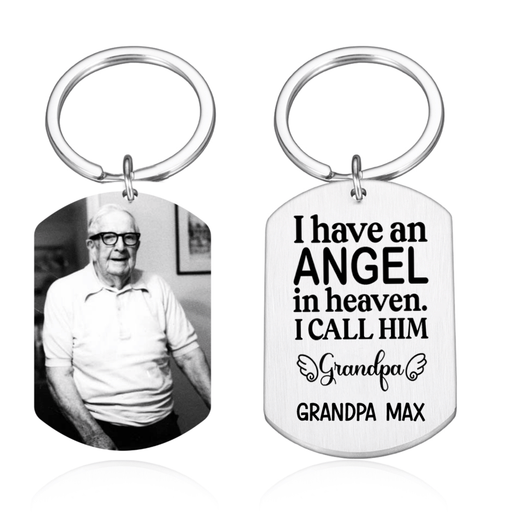 GeckoCustom Personalized Custom Keychain, Gift For Dad, I Have An Angel In Heaven, I Call Him Dad