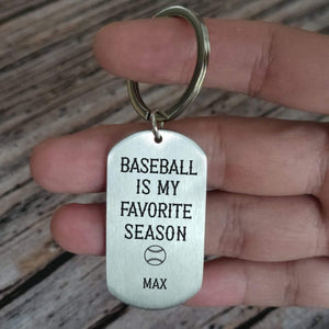 GeckoCustom Personalized Custom Keychain, Gift For Sport Players, Baseball Is My Favorite Season