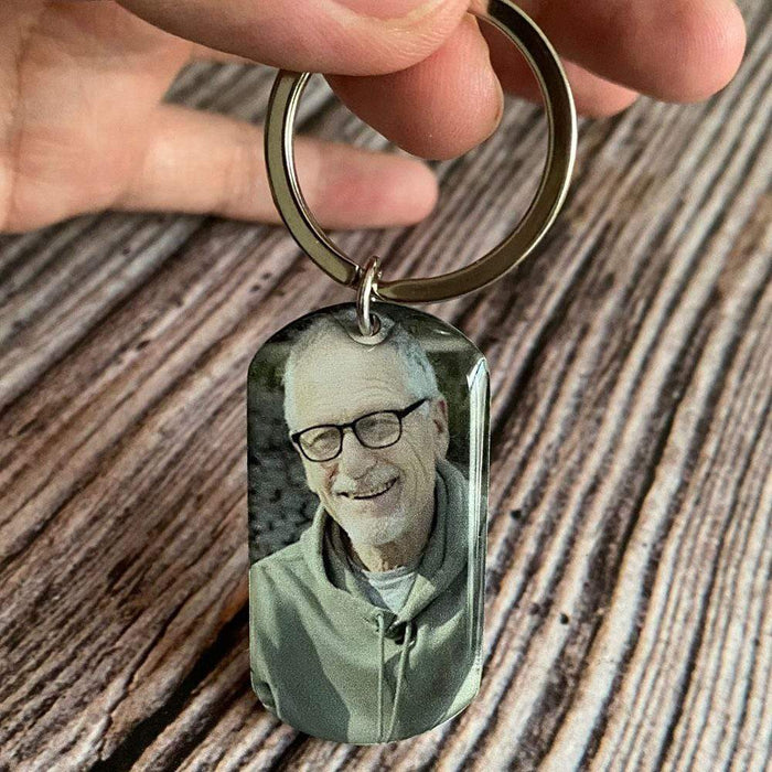 GeckoCustom Personalized Custom Memorial Photo Keychain, God Has You In His Hands I Have You In My Heart, Memorial Gift