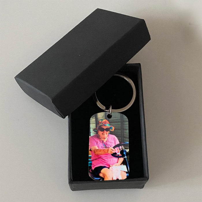 GeckoCustom Personalized Custom Memorial Photo Keychain, God Has You In His Hands I Have You In My Heart, Memorial Gift With Gift Box