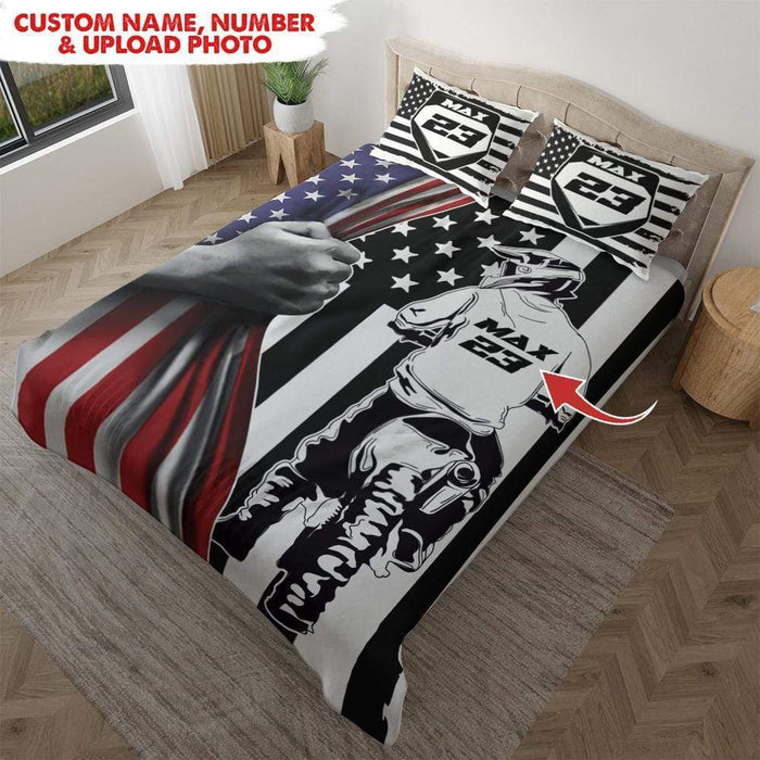 GeckoCustom Personalized Custom Motocross Bedding HN590 Pillow 51cmx75cm/ 173cmx228cm / Only Name&Number