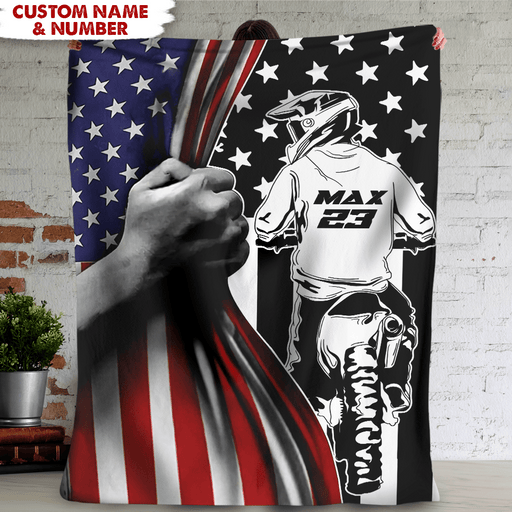 GeckoCustom Personalized Custom Motocross Blanket HN590 VPS Cozy Plush Fleece 30 x 40 Inches (baby size) / Only Name & Number