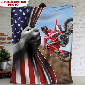 GeckoCustom Personalized Custom Motocross Blanket HN590 VPS Cozy Plush Fleece 30 x 40 Inches (baby size) / Upload Photo