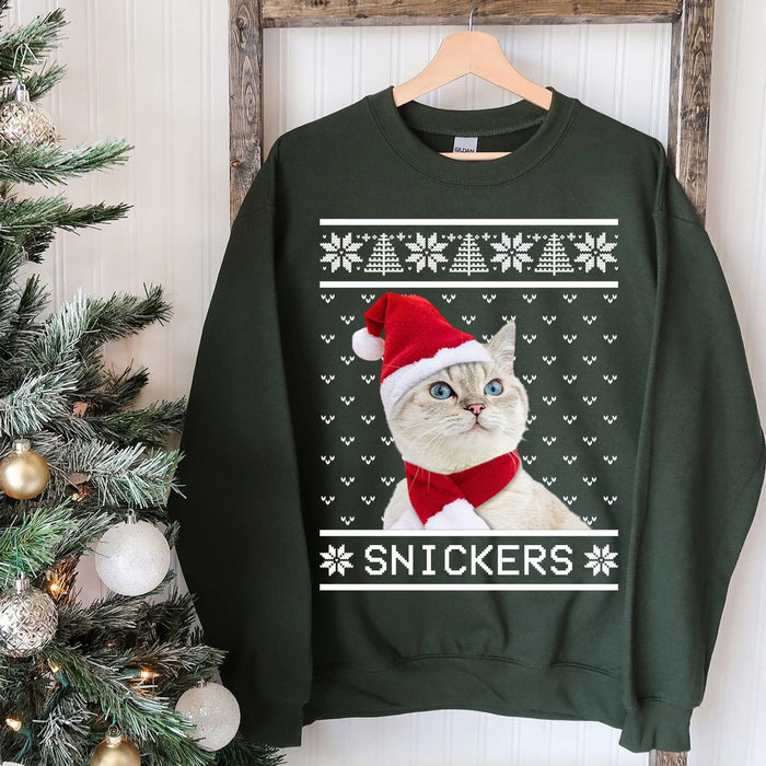 GeckoCustom Personalized Custom Photo Cat Dog Sweatshirt, Cat Lover Sweater Christmas, Dog Lover Sweater Christmas C478
