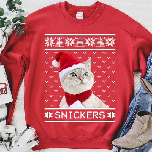 GeckoCustom Personalized Custom Photo Cat Dog Sweatshirt, Cat Lover Sweater Christmas, Dog Lover Sweater Christmas C478 Sweatshirt (Favorite) / S Black / S