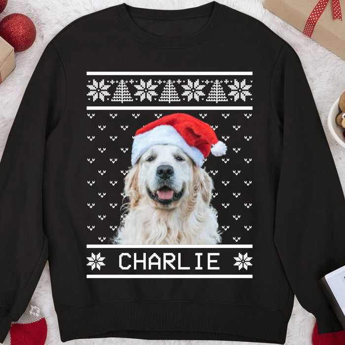 GeckoCustom Personalized Custom Photo Cat Dog Sweatshirt, Cat Lover Sweater Christmas, Dog Lover Sweater Christmas C478