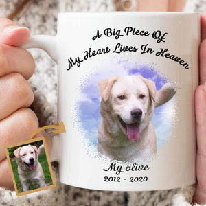 GeckoCustom Personalized Custom Photo Coffee Mug, Big Piece Of My Heart Is In Heaven Mug, Memorial Gift
