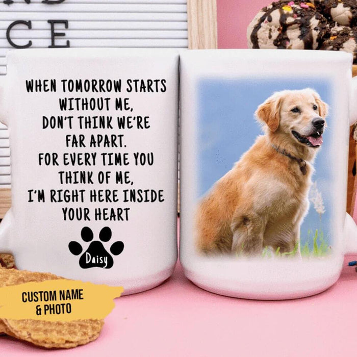 GeckoCustom Personalized Custom Photo Coffee Mug, Gift For Dog Lover, I'm Right Here Inside Your Heart 11oz