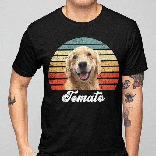 GeckoCustom Personalized Custom Photo Dog Shirt, Dog Vintage Retro Photo Shirt, Gift For Dog Lover Unisex T-Shirt / Black / S