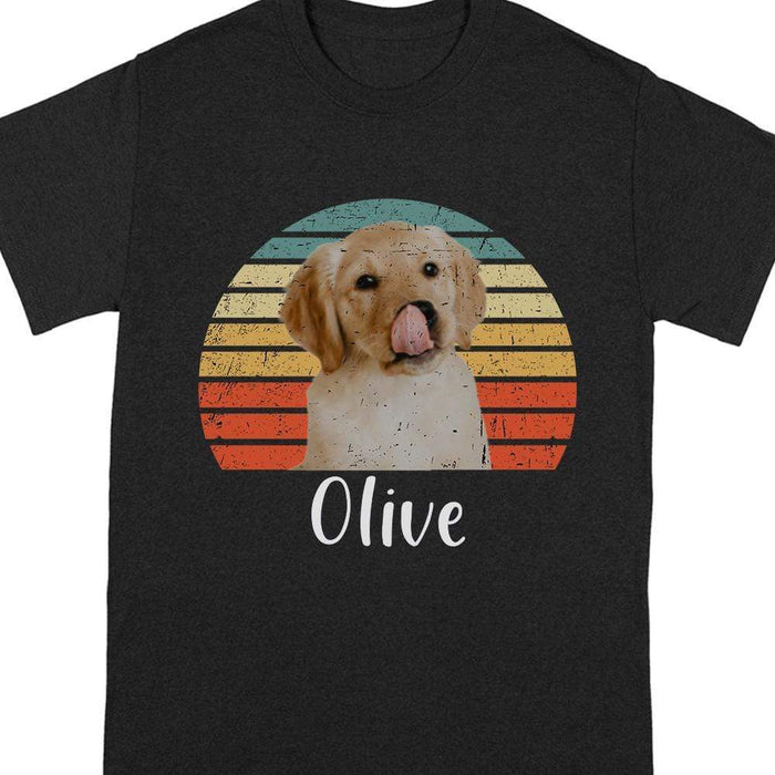 GeckoCustom Personalized Custom Photo Dog Shirt, Dog Vintage Retro Photo Shirt, Gift For Dog Lover Premium T-shirt / P Black / S