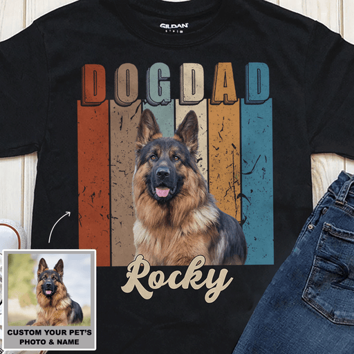 GeckoCustom Personalized Custom Photo Dog Shirt, Gift For Dog Lover, Vintage Dog Dad Unisex T Shirt / Black / S