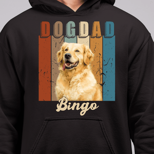 GeckoCustom Personalized Custom Photo Dog Shirt, Gift For Dog Lover, Vintage Dog Dad Pullover Hoodie / Black Colour / S