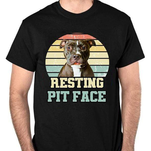 GeckoCustom Personalized Custom Photo T Shirt, Dog Lover Shirt, Vintage Retro Resting Pit Face Unisex T-Shirt / Black / S