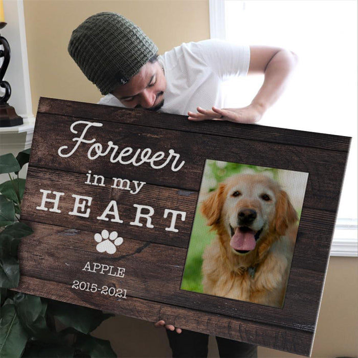 GeckoCustom Personalized Custom Print Canvas, Dog Lover Gift, Forever In My Heart