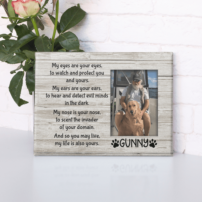 GeckoCustom Personalized Custom Print Canvas, Dog Lover Gift, My Eyes Are Your Eyes To Watch And Protect You And Yours 12"x8"