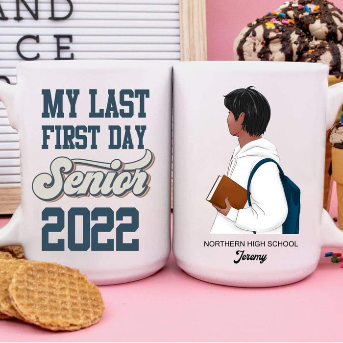 GeckoCustom Personalized Custom School Coffee Mug, Last First Day Senior 2022 Mug, Back to School Gift