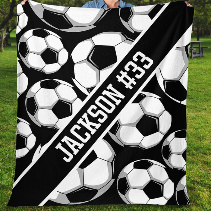 GeckoCustom Personalized Custom Soccer Blanket H533 VPS Cozy Plush Fleece 30 x 40 Inches (baby size)
