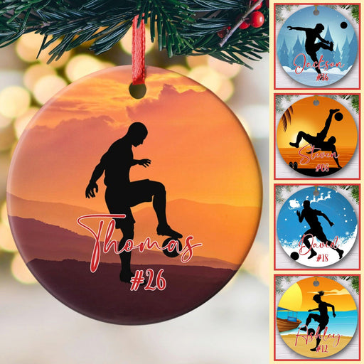 GeckoCustom Personalized Custom Soccer Ornament C529 Pack 1 / 2.75" tall - 0.125" thick