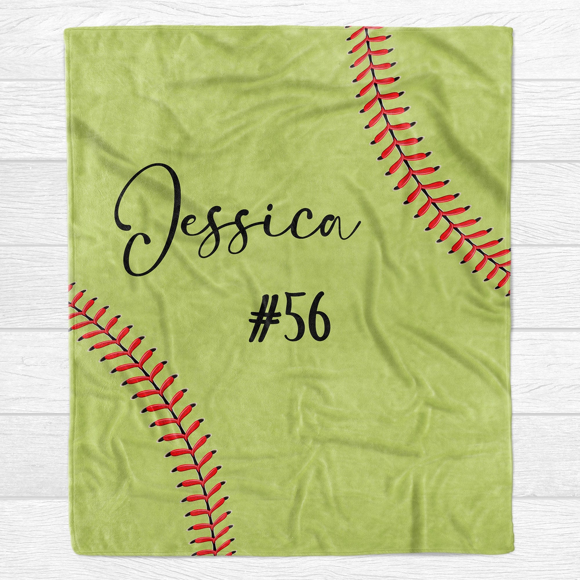 GeckoCustom Personalized Custom Softball Blanket C528 VPS Cozy Plush Fleece 30 x 40 Inches (baby size)
