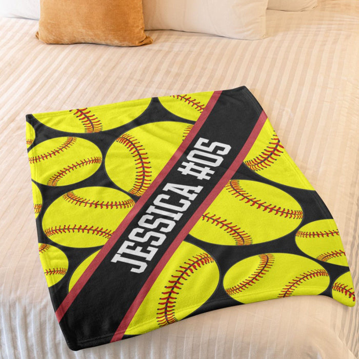 GeckoCustom Personalized Custom Softball Blanket H533